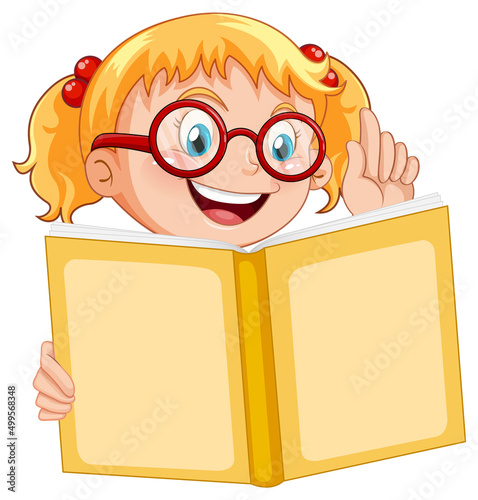 Little girl reading book