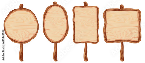 Set of wooden sign banner