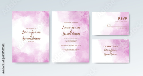 Wedding invitation with abstract watercolor background