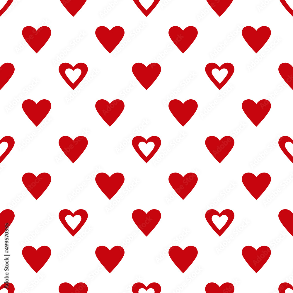 Vector seamless pattern with red hearts