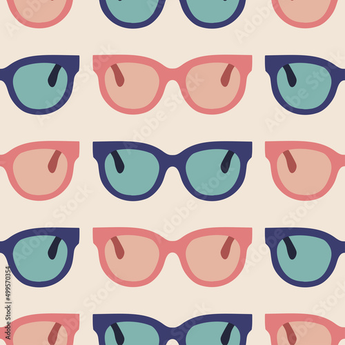 Retro Fashion Sunglasses Seamless Pattern Background