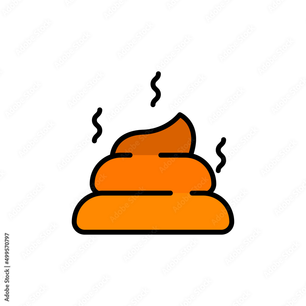 Pet poo flat color icon. linear style sign for mobile concept and web design. Stinky Poo flat color vector icon. Symbol, logo illustration. Vector graphics Pet poo flat color icon. linear style sign for mobile concept and web design. Stinky Poo flat color vector icon. Symbol, logo illustration. Vector graphics