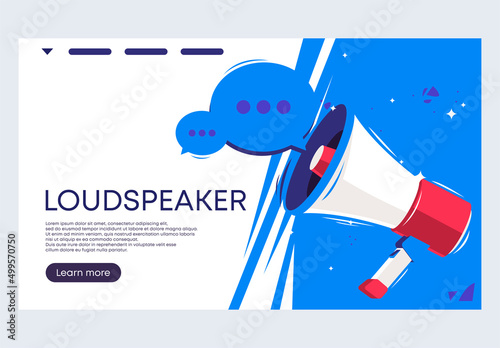 Vector illustration of a banner template for a website, a loudspeaker with a cloud for text