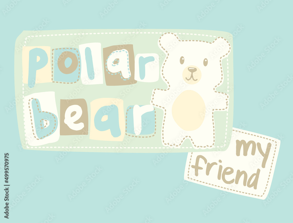 Fototapeta premium polar bear little friend cartoon vector illustration for print and other garment uses.