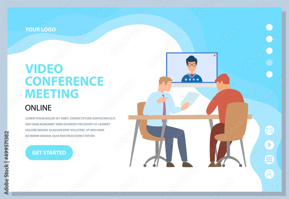 Fototapeta premium Online business meeting, virtual communication. Company staff cooperation, project strategy planning. Partnership, brainstorming, collaboration via Internet. Colleagues communicate using video call