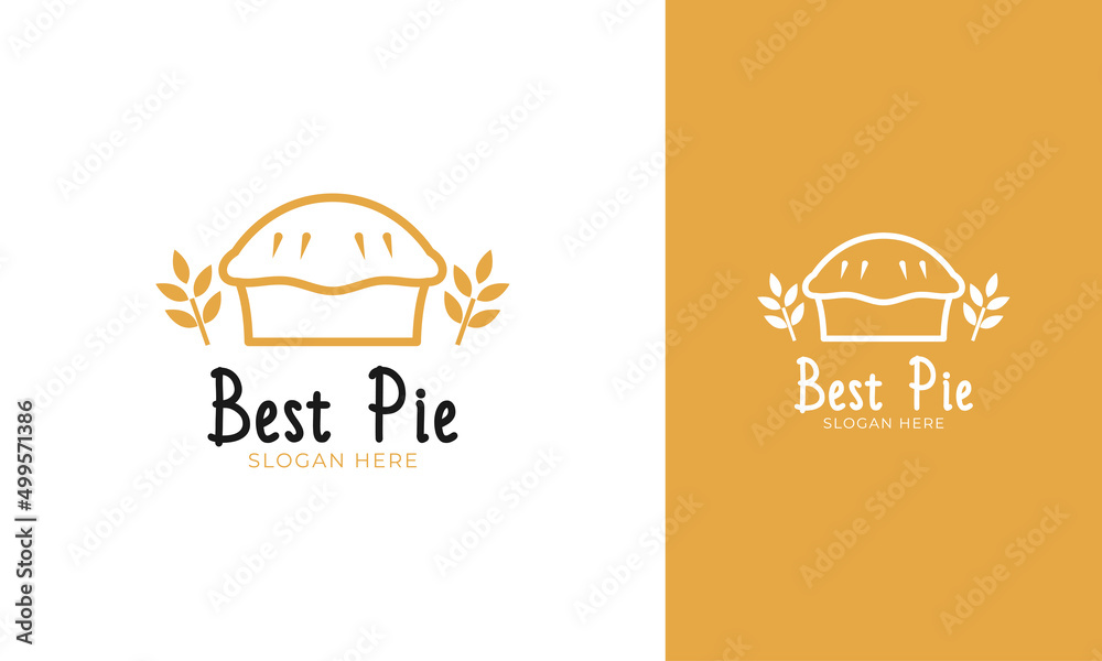 Minimalist pie logo design with a wheat icon for bakery store Minimalist pie logo design with a wheat icon for bakery store