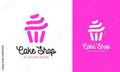 Cute cupcake logo design for pastry shop label