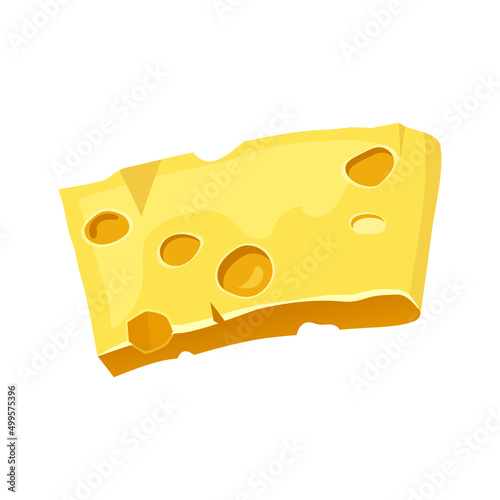 Cheese piece or slice, vector icon or clipart.