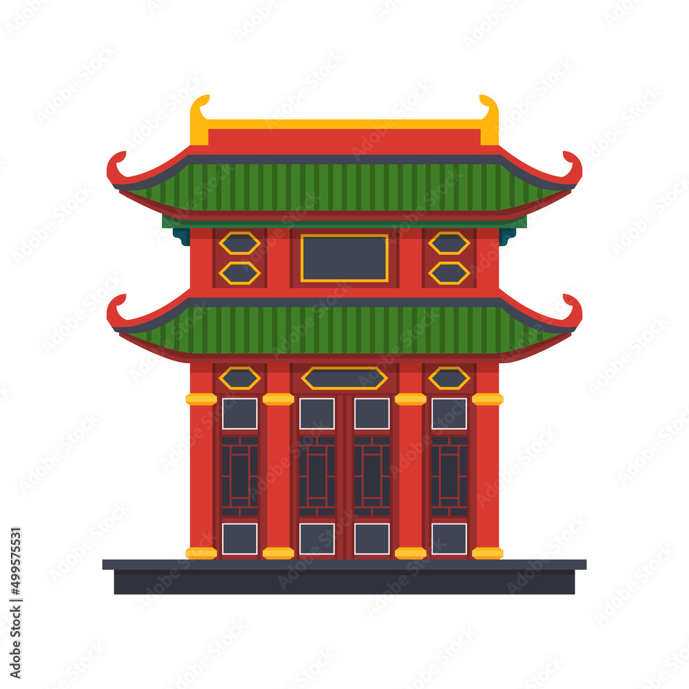 Chinese buddhist temple or church, vector icon
