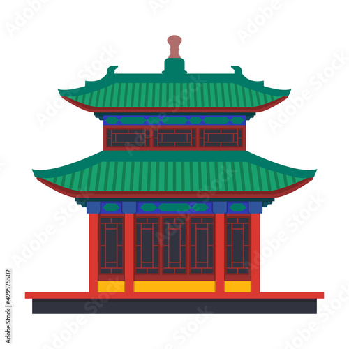 Ancient building in chinese style, vector icon
