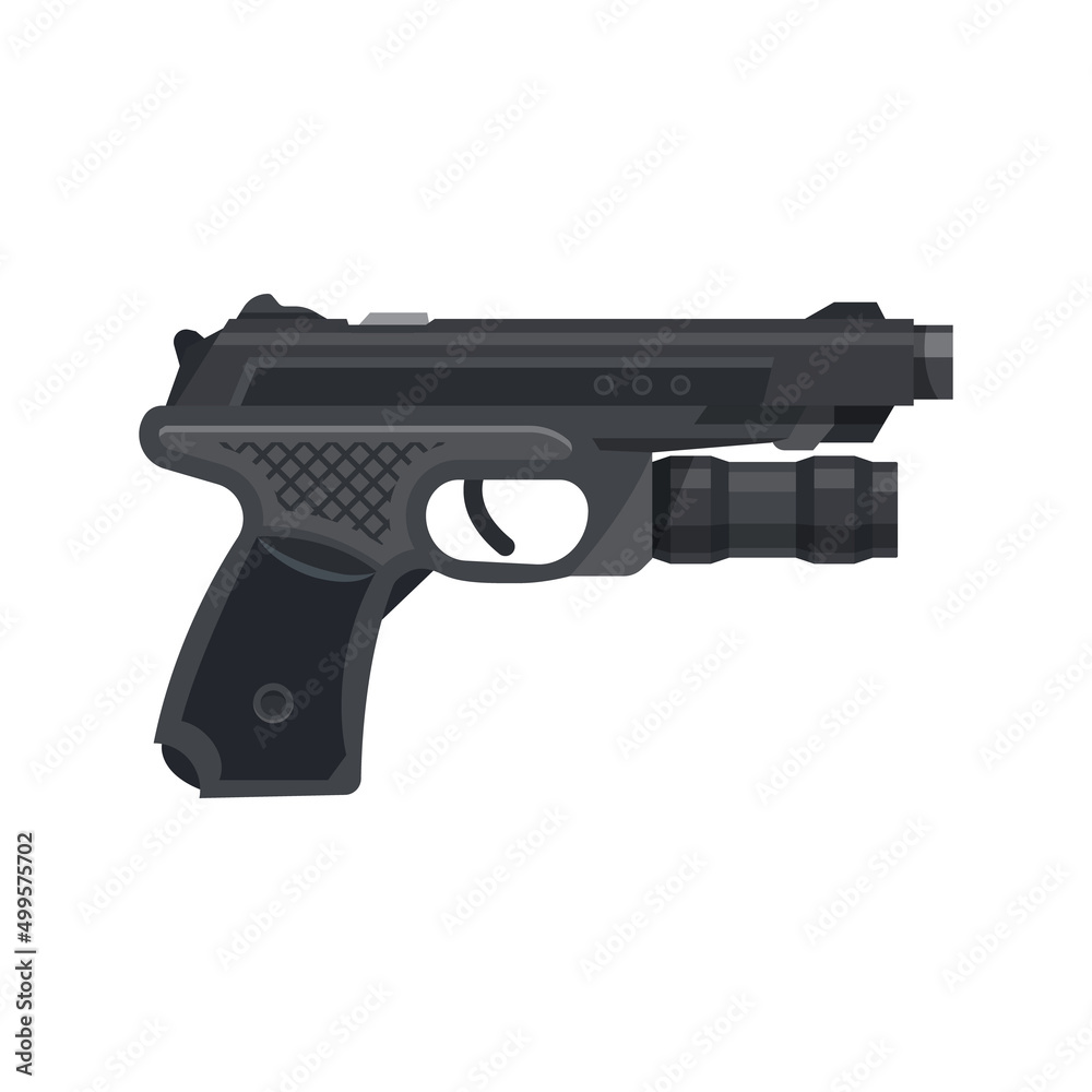 Modern magnum handgun, vector icon or clipart.