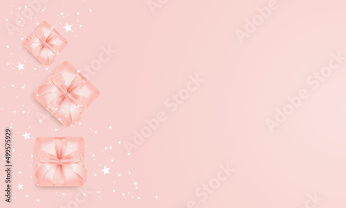 pink gift box background with bow