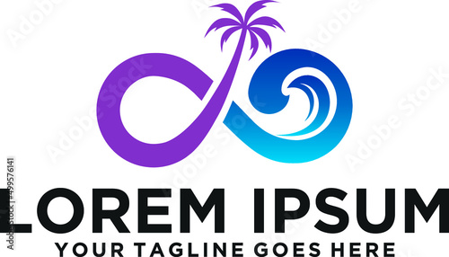Beach Metaverse infinity logo template