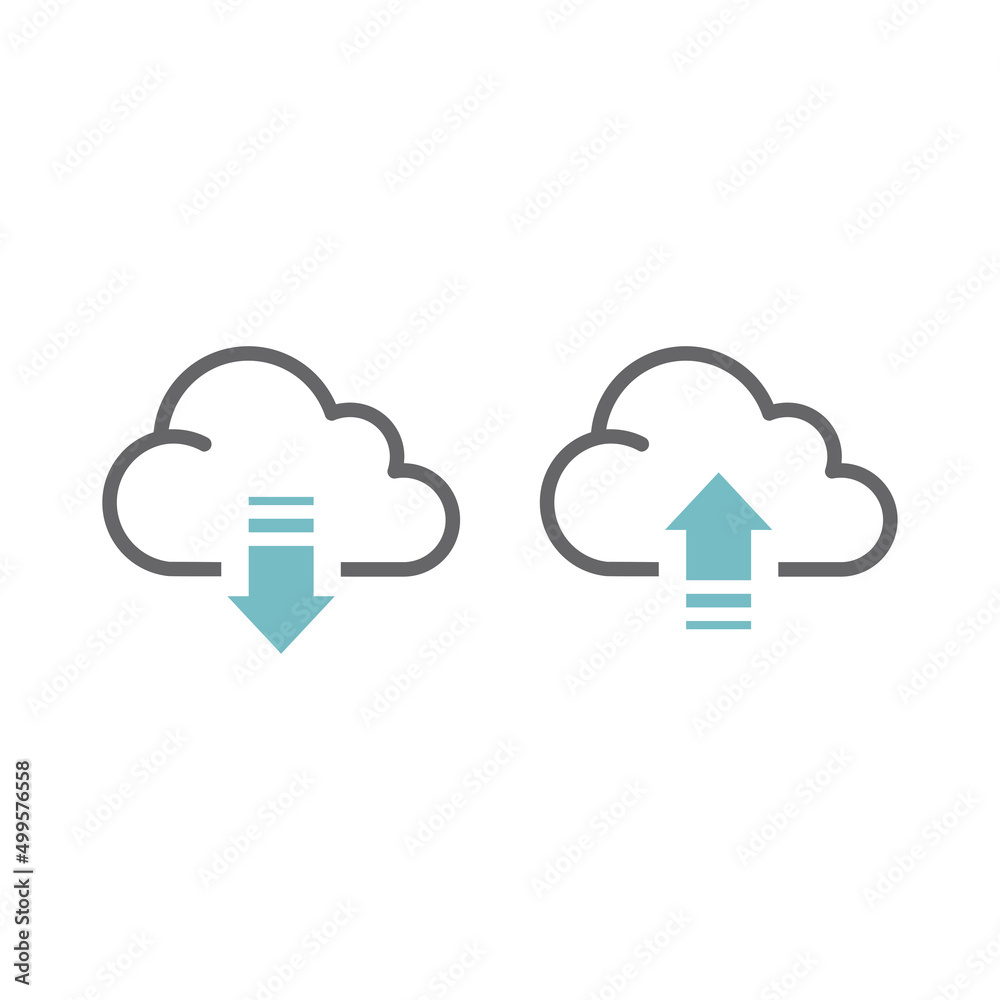 Cloud and arrow up and down black vector icon. Upload and download storage data filled symbols. Cloud and arrow up and down black vector icon. Upload and download storage data filled symbols.