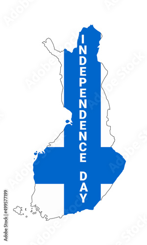 Finland Independence Day. Map with flag clipped inside the borders. Vector image. European continent.