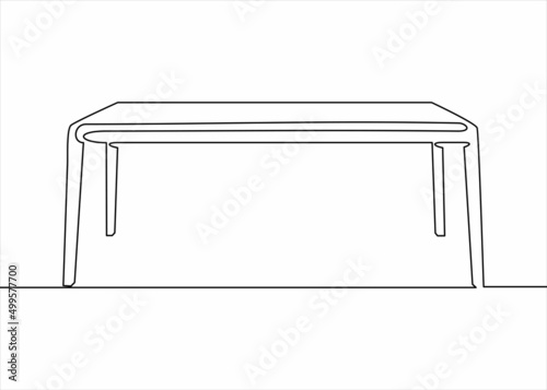 table on line drawing on white isolated background.Continuous line.