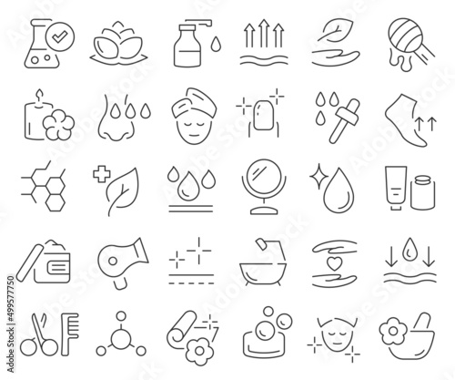 Skin care and beauty line icons collection. Thin outline icons pack. Vector illustration eps10