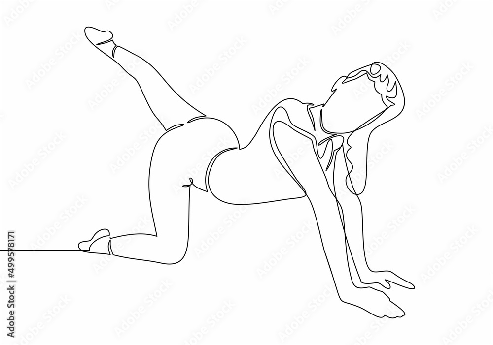 continuous line drawing of women fitness yoga concept vector health illustration