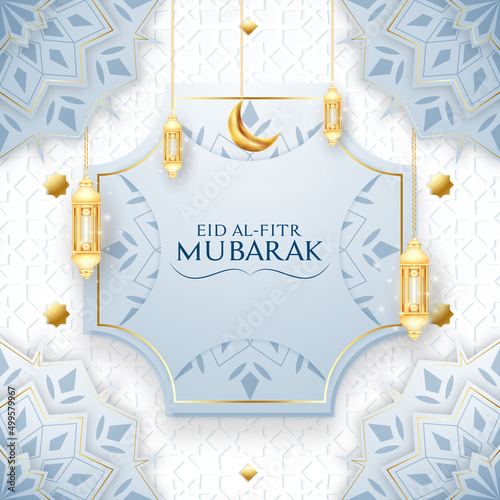Eid Mubarak colorful luxury Islamic background with decorative ornament, eid Mubarak social media post design.
