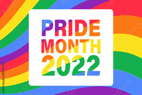 Pride Month 2022 - horizontal banner template. rainbow LGBTQ gay pride flag colors striped background. Vector illustration