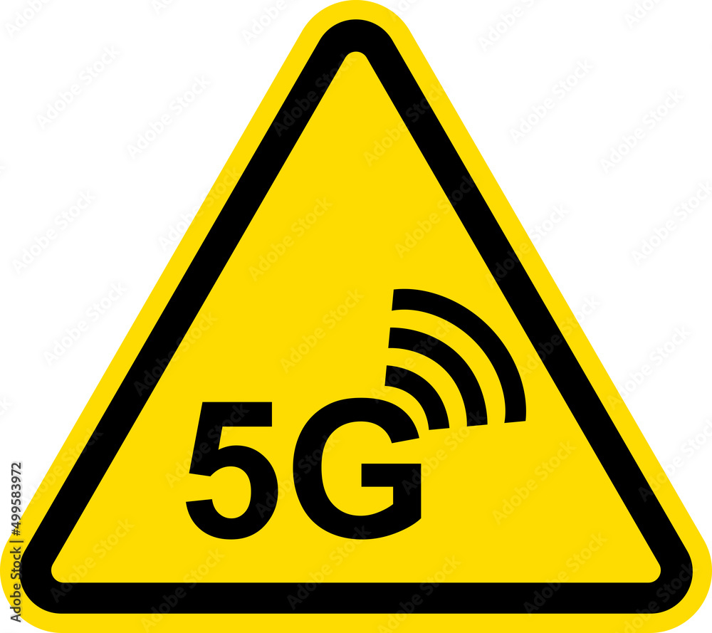 5G network health warning zone sign. Dangerous signs and symbols. 5G network health warning zone sign. Dangerous signs and symbols.