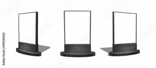 3d realistic vector icon set. Light stand advertisement banner. Isolated on white background.