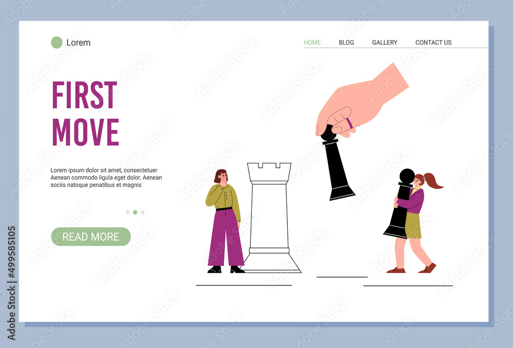 First move business concept for website page flat vector illustration.