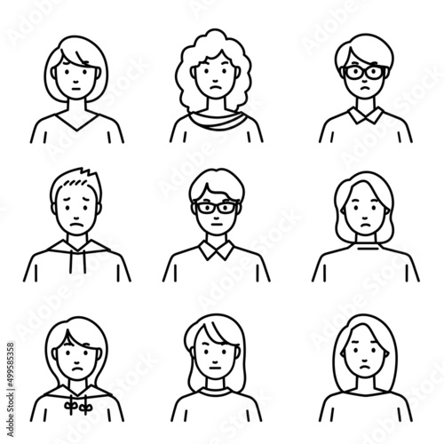 さまざまな人物が怒っているシンプルアイコンセット