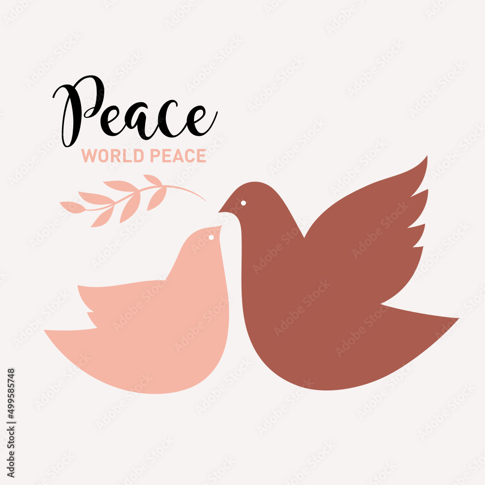 Dove of peace . Two flying birds with olive branch Stock Vector | Adobe ...