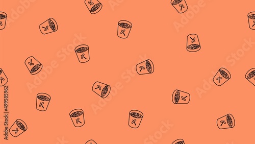 seamless pattern tteokpokki in orange background photo