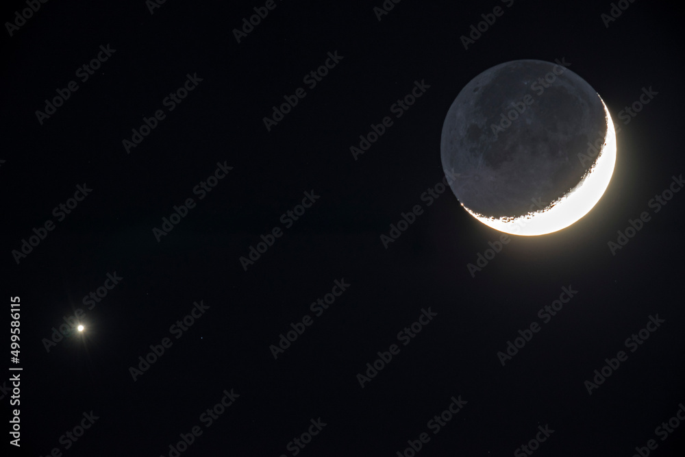 三日月と金星 三日月と金星