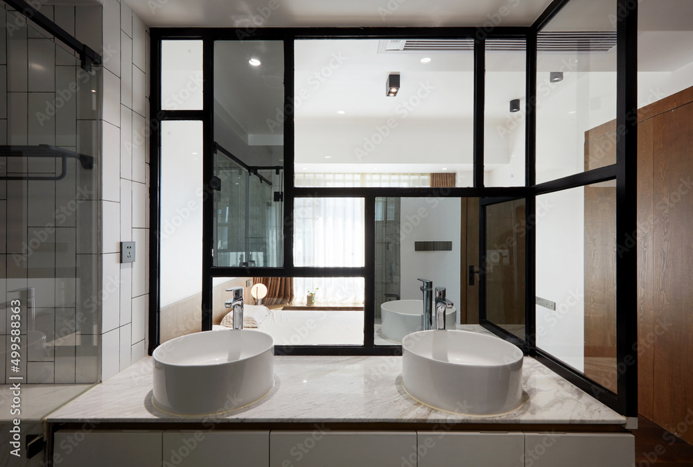 Modern and comfortable interior,
Bedroom bathroom