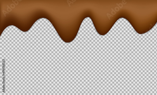 Melted chocolate dripping on white background, realistic vector illustration