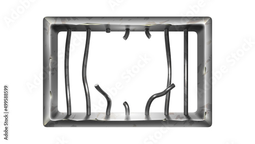 Prison Bar With Broken Metallic Secure Grid Vector. Prisoner Escaped From Cage Through Steel Window Prison Bar. Criminal Iron Lattice, Security Equipment Template Realistic 3d Illustration