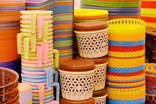 Foto Plastic products, Shop with various houseware, Recycled plastic for sale, many choices