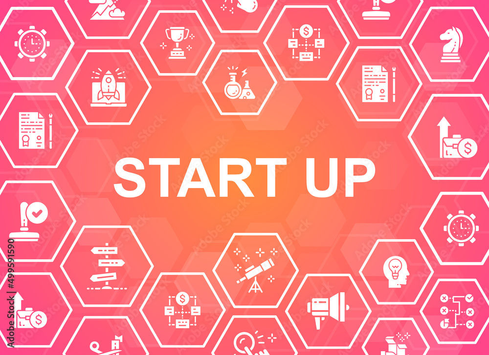 Start up icons banner. Time management, idea generation, presentation icons web header banner. Vector illustration modern layout template. Start up icons banner. Time management, idea generation, presentation icons web header banner. Vector illustration modern layout template.