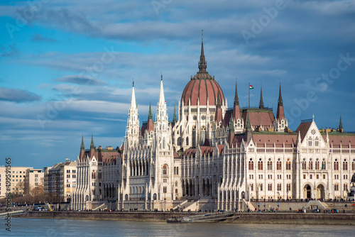 Parliament building in Budapest shot from the opposite bank of Danube