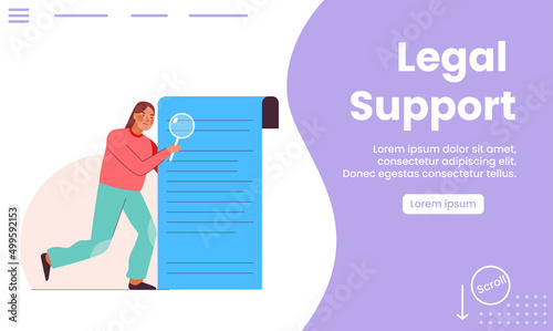 Vector illustration, landing page of Legal support concept