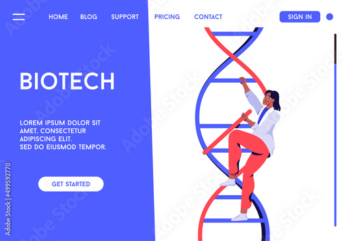 Human DNA, chromosome sequence. Character design. Flat vector illustration.
