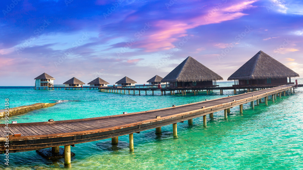 Obraz premium Water Villas (Bungalows) in the Maldives