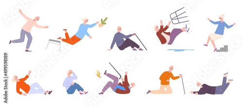 Obraz na plátne Falling elderly people
