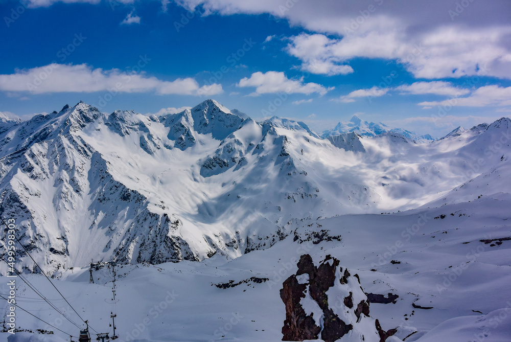 Elbrus region, a mountain landscape in the Caucasus region, Elbrus.