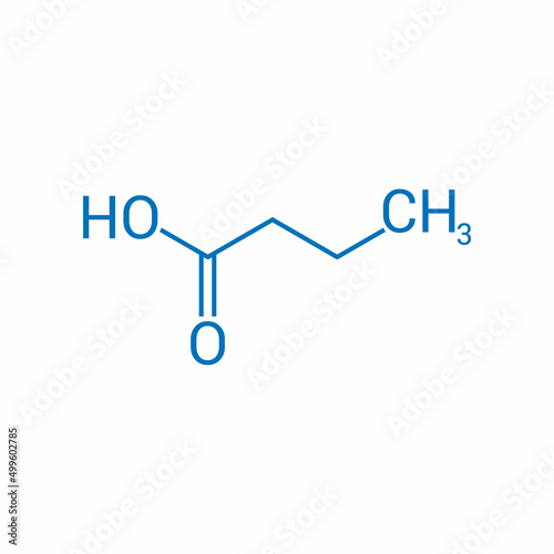 chemical structure of butyric acid (C3H7COOH)