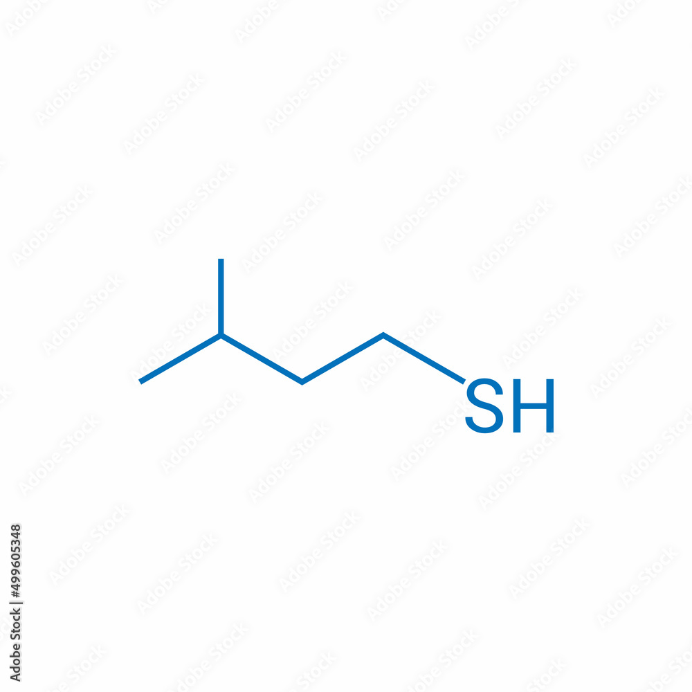 chemical structure of isoamyl mercaptan (C5H12S) chemical structure of isoamyl mercaptan (C5H12S)