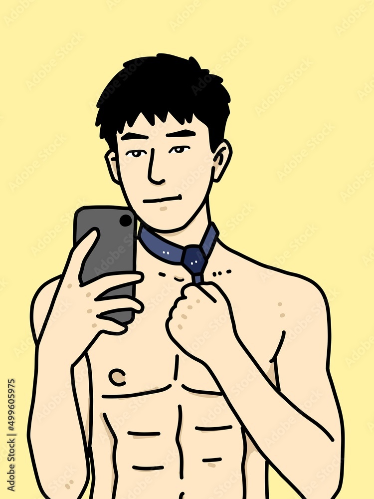 Fototapeta premium cute man cartoon on yellow background