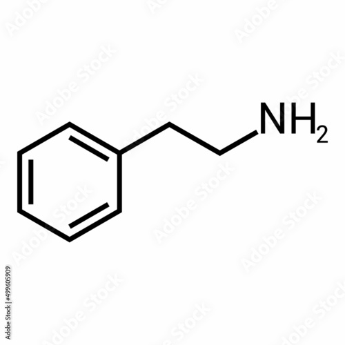 chemical structure of Phenelethylamine (C8H11N)