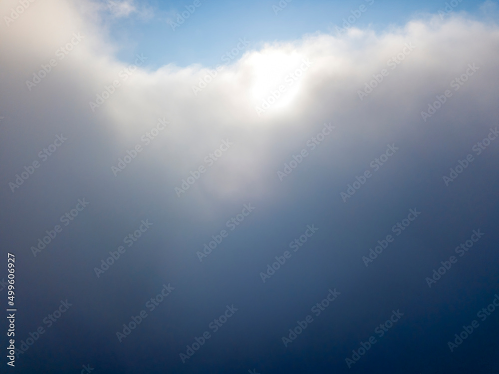 High flight above the clouds. Aerial drone view. High flight above the clouds. Aerial drone view.