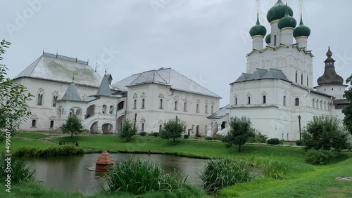 Russia, Rostov the Great, Rostov Kremlin at rainy day. Russian ancient architecture photo