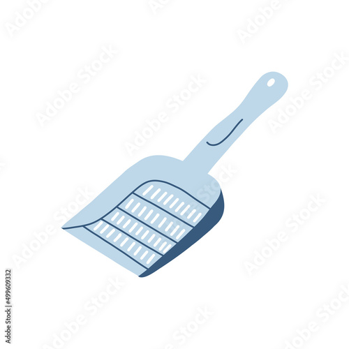 Scoop for cat tray in cartoon flat style. Vector illustration of hygiene accessories for kittens, toilet isolated on white background