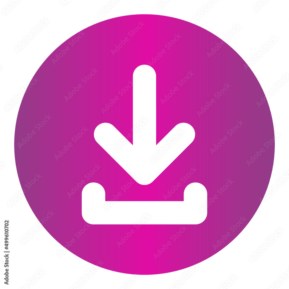 Round download icon, vector button for websites and internet applications	